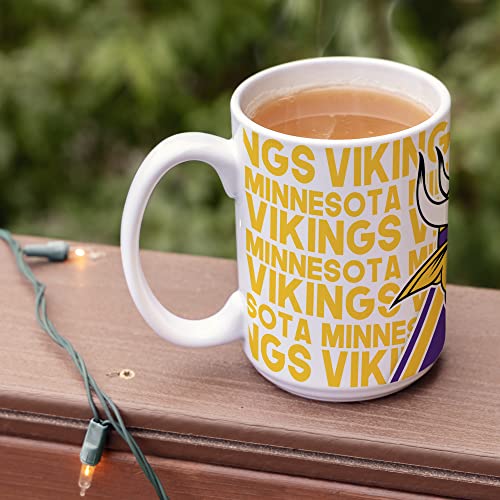 Image of Rico Industries NFL Football Minnesota Vikings 15 oz White Ceramic Mug