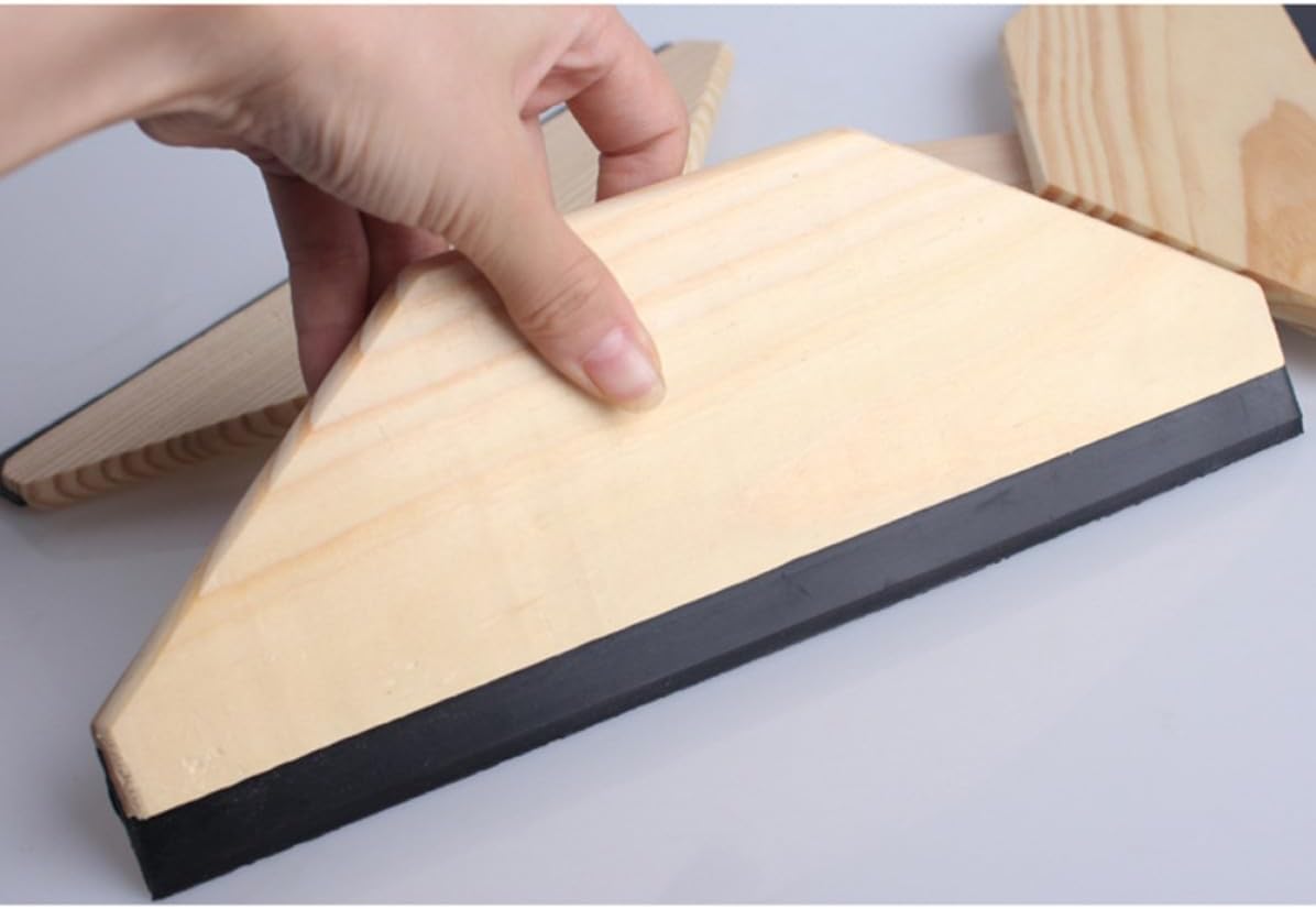 5 Pcs Plastic Wall Sticker Scraper with Wood Handle, Film Applying Tool for Car and Wall, Easy to Apply and Remove Adhesive and Film, Smooth Edge for Indoor and Outdoor Use