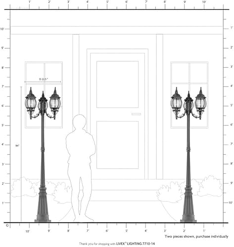 Miniatura 4 de Livex Lighting 7710-13 Luz de poste para exteriores con pantallas de vidrio biselado transparente, 84 x 22 pulgadas, color blanco