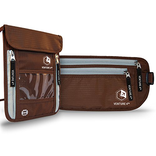 Travel Money Belt and Neck Pouch Bundle - RFID Blocking Technolog...