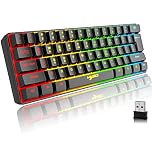 CROSS ZEBRA L500 Wireless Gaming Keyboard, 61 Keys Bluetooth 5.0 + 2.4G Tri-Mode RGB Backlit Ergonomic Ultra-Compact Silent 60% Keyboard with Rechargeable Battery for Windows Mac PC PS4 Gamer, Black
