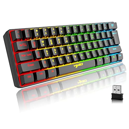 Gaming Tangentbord Trådlöst, 61 Tangenter Bluetooth 5.0 + 2.4G Dual-Mode Rainbow Bakgrundsbelyst Ergonomiskt Tyst 60% Tangentbord med Uppladdningsbart Batteri för Windows Mac PC PS4 Gamer, Svart