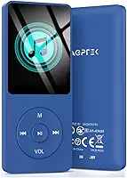 AGPTEK Leitor de MP3 A02S de 16 GB, reprodutor de música de som sem perdas de 70 horas, suporta até 128 GB, azul escuro