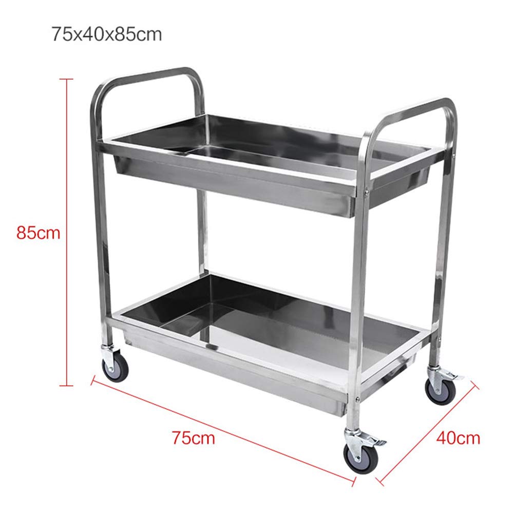 Carrelli a Mano Mobili Ciotole Di Raccolta da Pranzo a 2 Livelli Car Wine Service e Utility Trolley Acciaio Inossidabile, Ristorante Hotel Tool Car Treatment Car Carrelli per Attrezzature da La