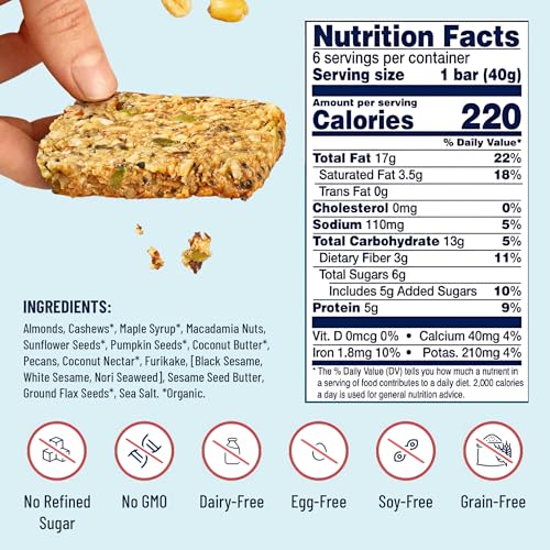 Image of YES Nut Bars - Soft Chewy Healthy Snack Bars (Black Sesame Sea Salt, 6 count)