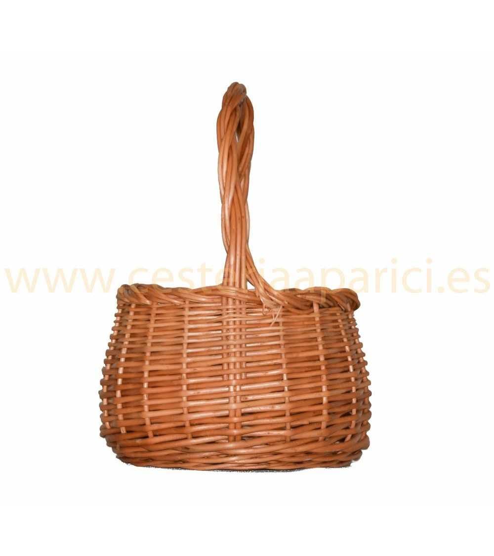 Cesta Huevera de Mimbre Natural Redonda con Asa Reforzada 20 cm