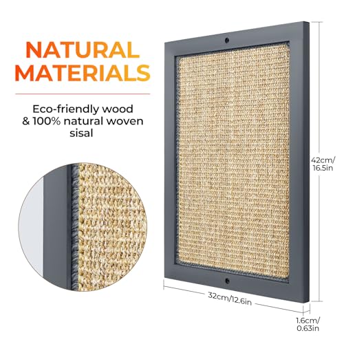 Rascador de gato de sisal y madera natural gris miniatura 2