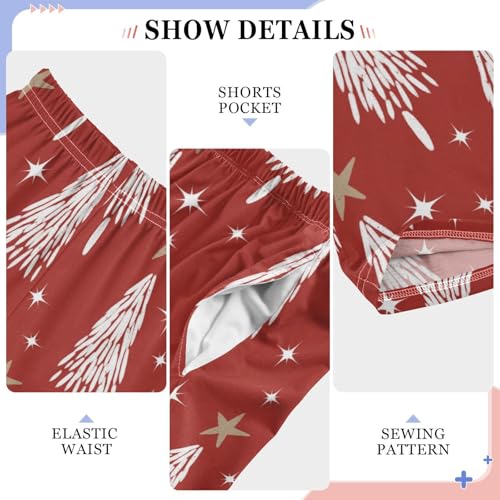 Boys' Pants Christmas White Trees Star Red Long Bottoms Jogger Pants Elastic Waist Trousers with Pockets S-XL4