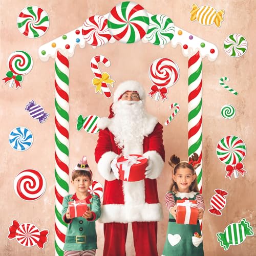 Image of Funrous Door Banner Party Decor Porch Banner Door Sign Set Photo Booth Props Backdrops for Birthday Baby Shower Outdoor Indoor House Porch Decorations(Red,Christmas)