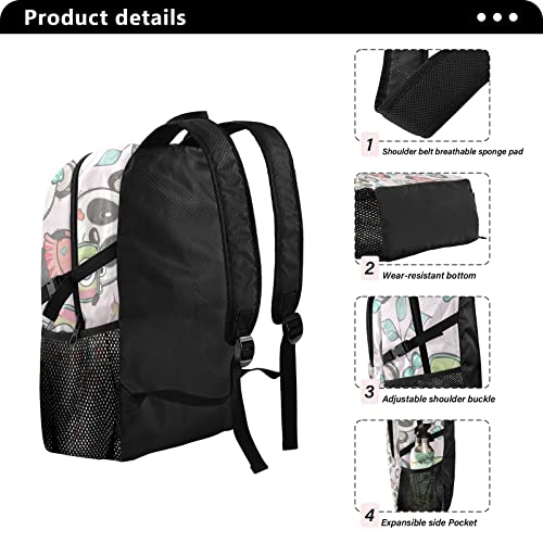 Cartable imperméable motif panda mignon rose à bretelles douces