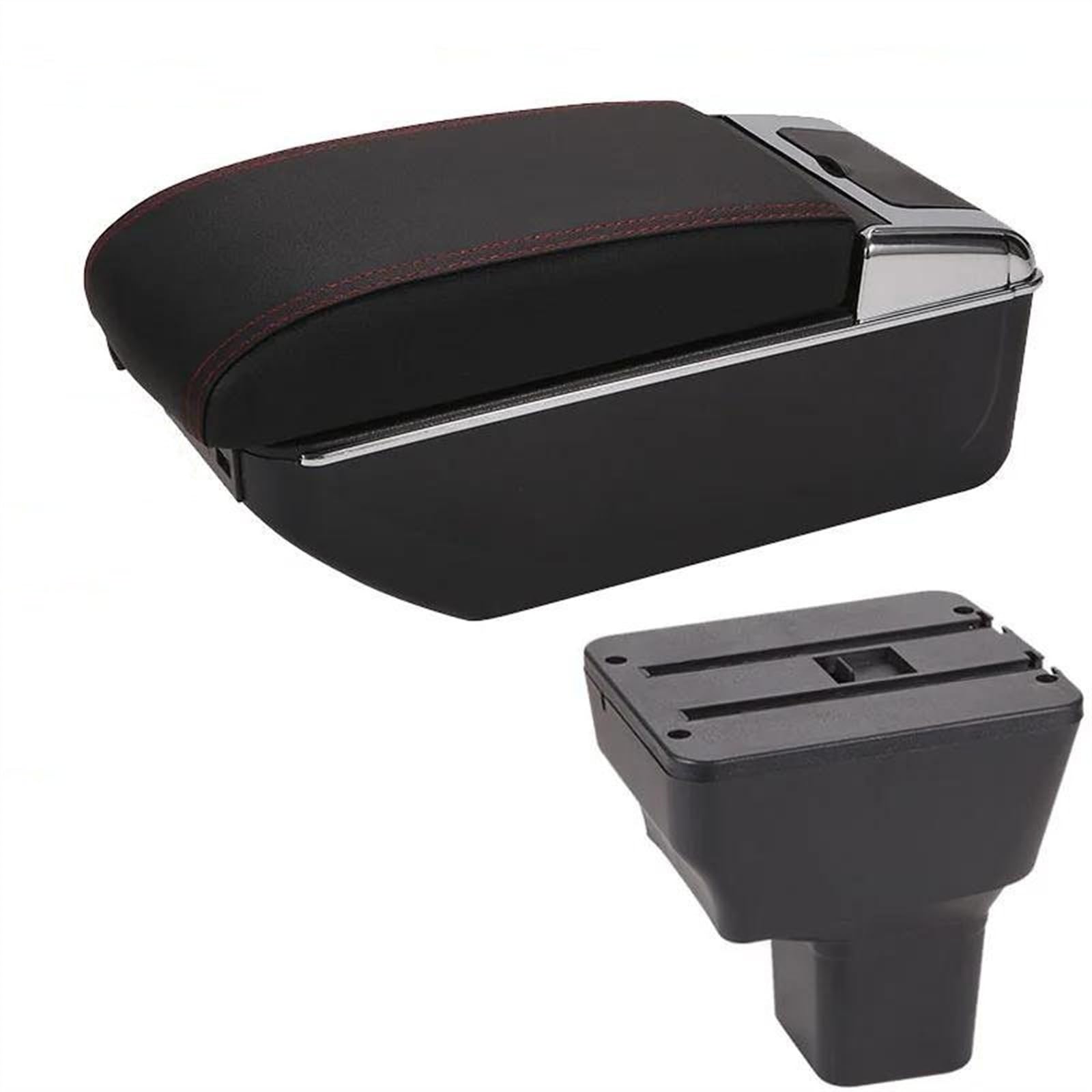 NOHEEU Car Armrest Box For Kicks 2016-2021 Interior Parts Special Retrofit Center Storage Accessories USB(B1 Black red 7USB)