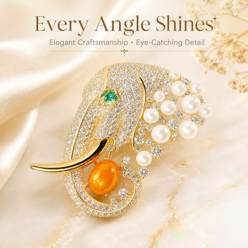 Image of 18K Gold-Plated Animal Brooch for Women Zirconia Pin Birthday Holiday Gift for Girlfriend Mother Wife