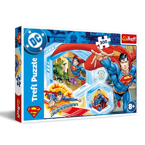 Trefl - Superman, Superman Indestructible - Puzzle de 300 pièces - Puzzle coloré avec Un Super-héros, Divertissement créatif, Amusement pour Les Enfants à partir de 8 Ans
