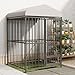 Large Outdoor Dog Kennel, Heavy Duty Metal Dog Cage with Rotating Feeding Bowl, Waterproof Roof Cover & Lock, Weatherproof for All Dog Breeds - Perfect for Garden, Backyard, or Indoor Use(4x4x6ft)