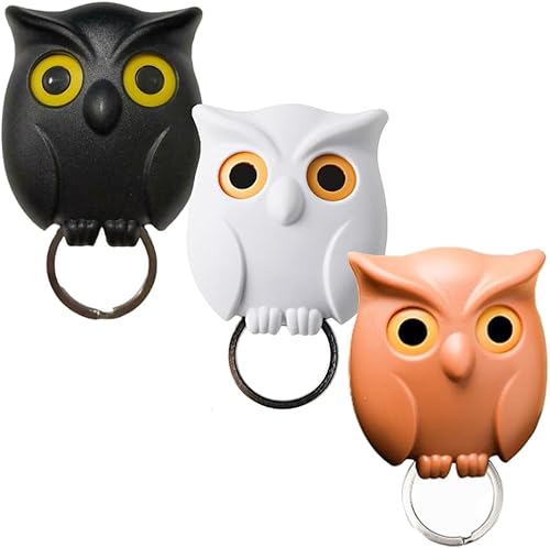 Soporte magnético para llaves de búho, búho nocturno, ganchos para llaves de pared, ganchos de llave de búho, ojos abiertos y cerrados, con cinta disponible en Yaxa Peru