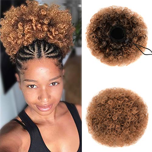 Afro Puff Drawstring Ponytail, Premium Synthetic Curly Natural Drawstring Ponytails for Black Women(#1BT30) Black Friday