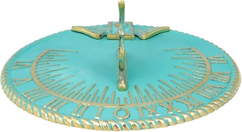 Reloj de sol de latón turquesa para decoración del hogar al aire libre jardín arte relojes de sol para el jardín