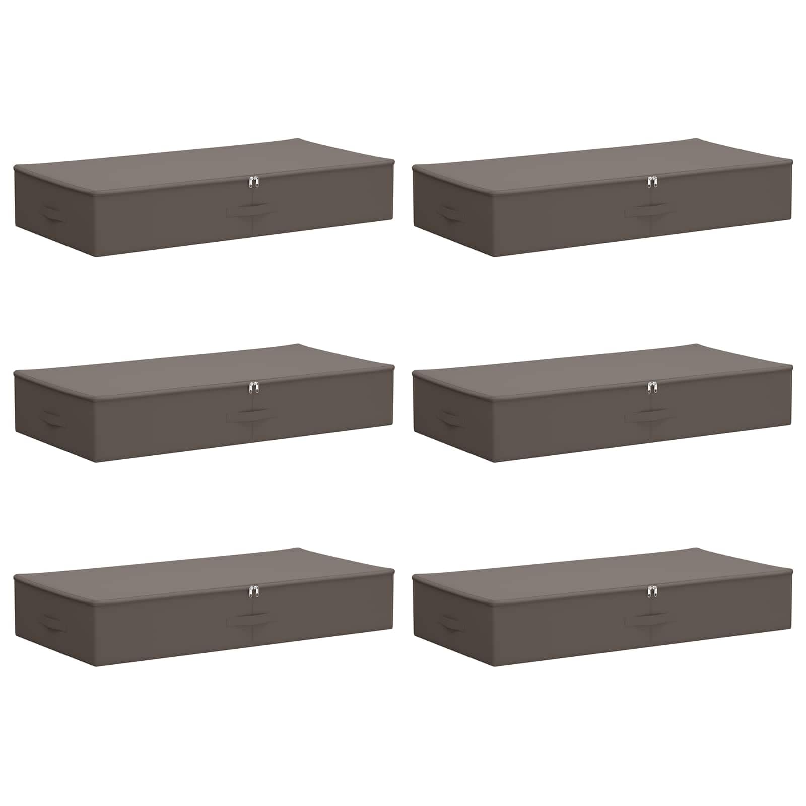 vidaXL Storage Box 6 pcs Non-woven fabric 100 x 50 x 18 cm 90 L Grey