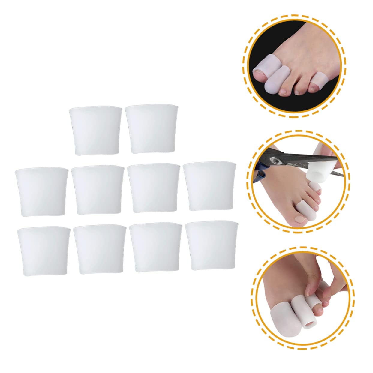 NOLITOY 5sets Protectors Gel Sleeves Caps and Guards Silicone Caps Separator Spacers Cover Bunion Splint Sleeves Splints 10pcs*5