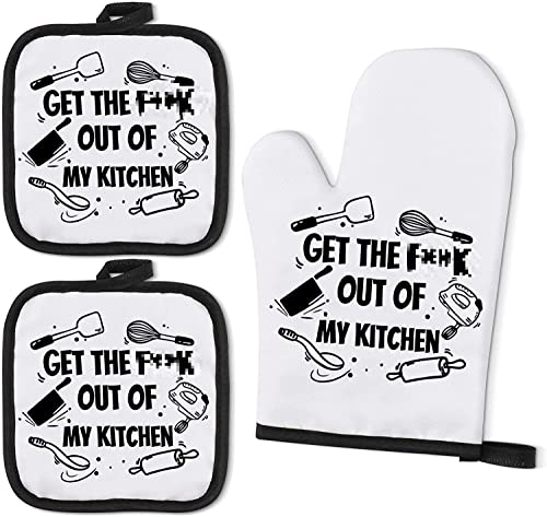 Souhoney Funny Gifts For Women Men Oven Mitts And Pot Holders Sets With Loop, Funny Oven Mitts House Warming Gifts New Home, Cooking Baking Gifts For Mothers Day Birthday For Mom Wife Friend Sister #TOP4