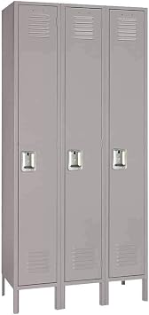 Lyon Single Tier 3 Wide 36" W x 12" D x 66" H Unassembled Metal Locker DD50023-3 Doors - Dove Gray Finish - Steel Construction - Made in The USA!