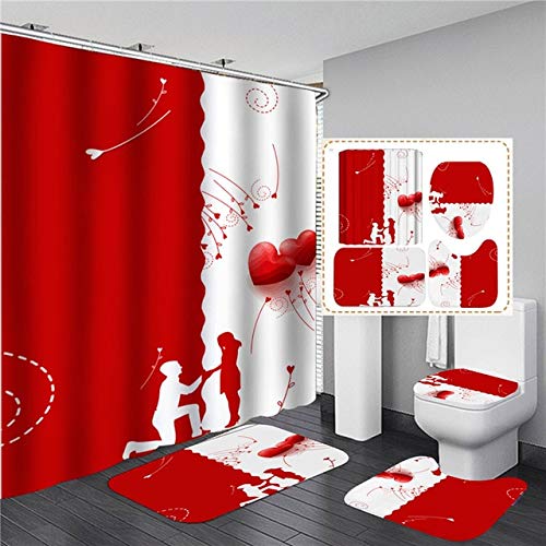 GYORI Rood hart douchegordijn 180 x 200 cm romantisch paar