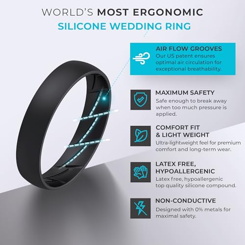 thunderfit silicone rings for him and her rubber engagement bands unisex - 14578 variety multipack