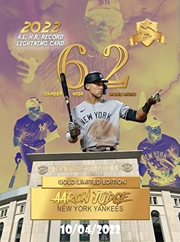 AARON JUDGE Home Run Record Baseball Card - CUSTOM Made Novelty Baseball Card Depicting His Record Breaking 62 HOME RUNS! - New York Yankees - Breaks Roger Maris Record with 62 Home Runs 10/04/2022