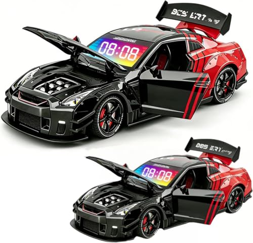 Hyper-car Alarm Clock Car Alarm Clock with Crystal Clear LED Display Screen Digital Clock Modern Sports Car Nightstand Clocks Desk Decor with Light Effects (Black)