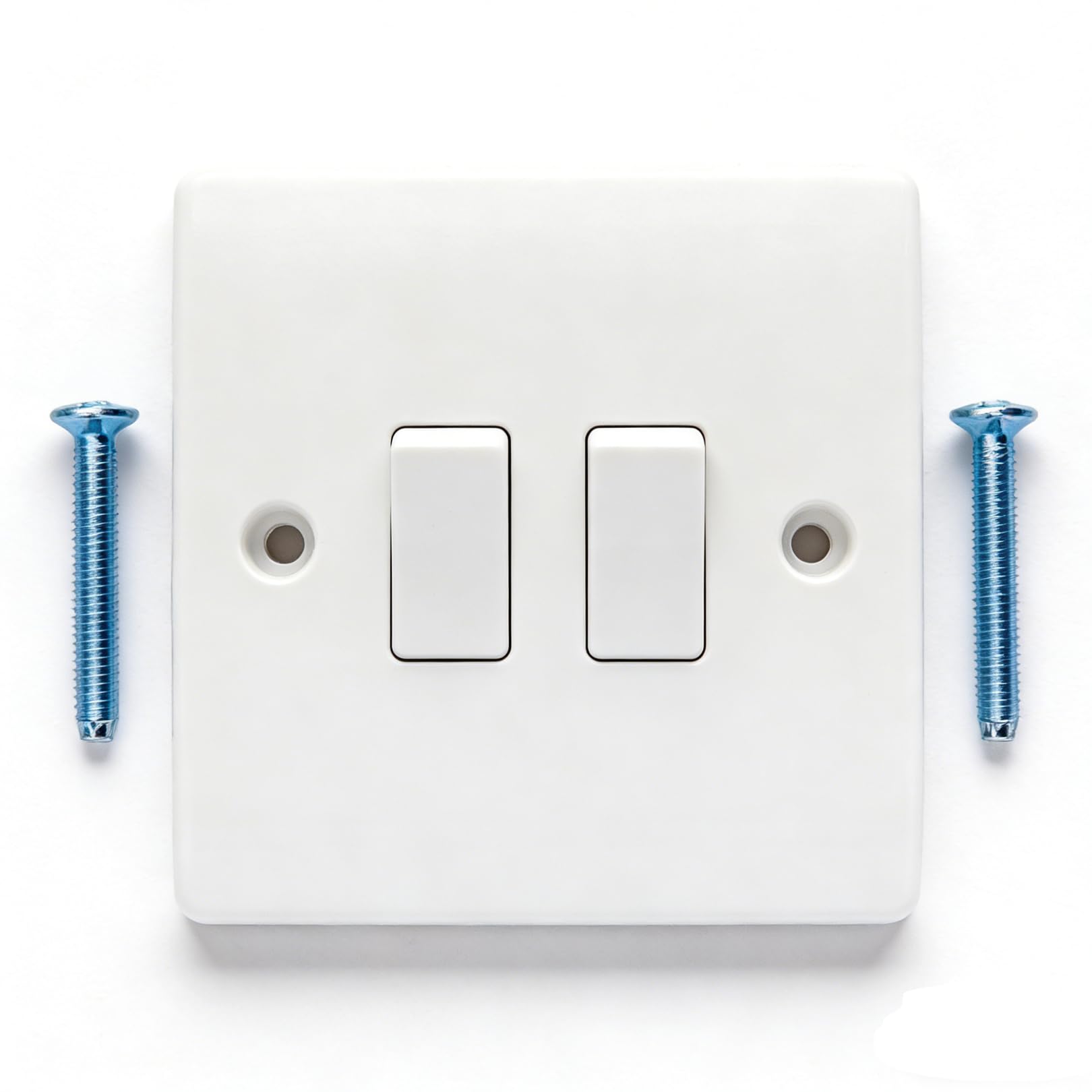 2 Gang Double Light Switch,White 2 Way Switch Panel with Screws,Vintage Retro Style Pole Plate Toggle Electrical Replacement Wall Lighting Switches,for Home Indoor Control Living Room Bedroom Kitchen