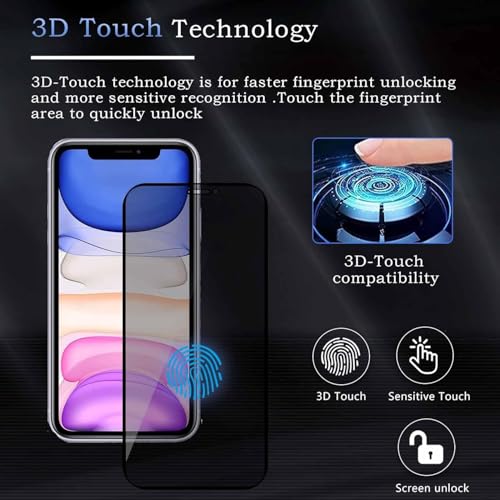 Image of Privacy Screen Protector, Compatible with iPhone 11 / iPhone XR - Pack of 2, Anti-Spy Tempered Glass, 9H Hardness, Smudge Resistant, Face ID Compatible, Anti-Glare