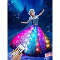 BLINGCOS Princess Costumes for Girls with RGB LED Lights, Princess Dress Music Sync & App Control, Girls Dress Up for Halloween, Christmas, World Book Day, 130