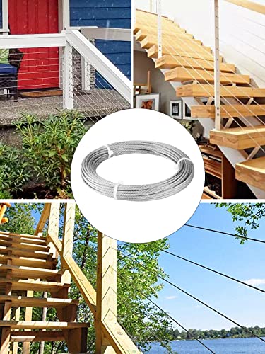TooTaci Kit Cavo D'Acciaio Da 50,3 M - 2 Mm Rivestito In Vinile Con Tenditori, Morsetti E Accessori Per Tende, Luci E Tralicci