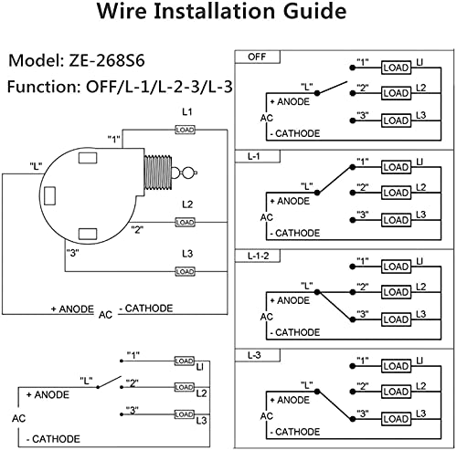 Image of Ceiling Fan Switch 3 Speed 4 Wire Zing Ear ZE-268S6 Pull Chain Switch Control Replacement 3 Speed Control Switch Ceiling Fans, Wall Lamps, Cabinet Light