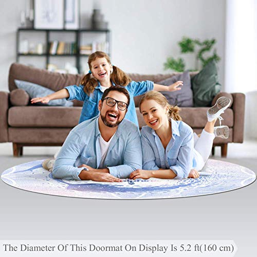Tapis rond dauphins 160cm : décoration douce en polyester multicolore - 5