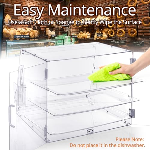 Image of 3-Tray Bakery Display Case, Acrylic Clear Display Case Countertop for Bread Pastry Dessert Food Cookie Display, Display Cabinet Box for Baking Enthusiasts - 20.86 x 17.3 x 16.5 inch