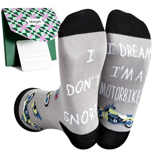 Moyel Motorbike Gifts for Men Funny Mens Socks 9-11 Motorcycle Accessories Motor Bike Gifts Men Present for Motorbike Lovers Christmas Prensents for Dad Husband Grandad Boyfriend Brother Father's Day