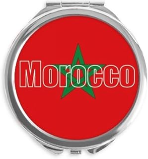Morocco Country Flag Name Hand Compact Mirror Round Portable Pocket Glass