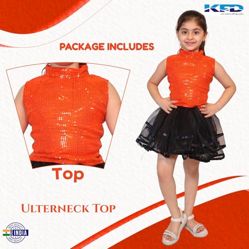 Image of Kaku Fancy Dresses Western Dance Top for Kids Halter Neck Top For Annual Function (ONLY TOP) - Skirt not included