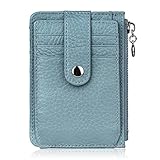 LUROON Monederos para Mujer Minimalista Cuero Auténtico Pequeño y Compacto Cartera con Protección RFID Tarjetero Billetera Fina Estuche con 11 Ranuras para Tarjetas… (Azul)