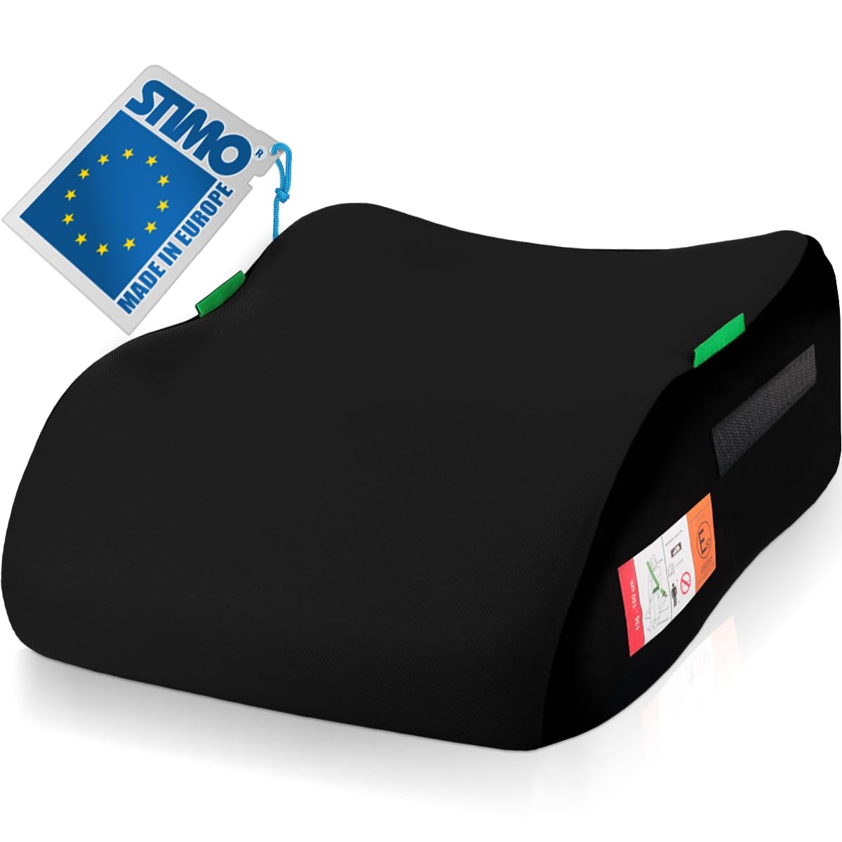 Kindersitzerhöhung Sitzerhöhung ergonomisch Kinder 135-150 cm Auto Sitz ECE R129 Bezug waschbar (Schwarz)