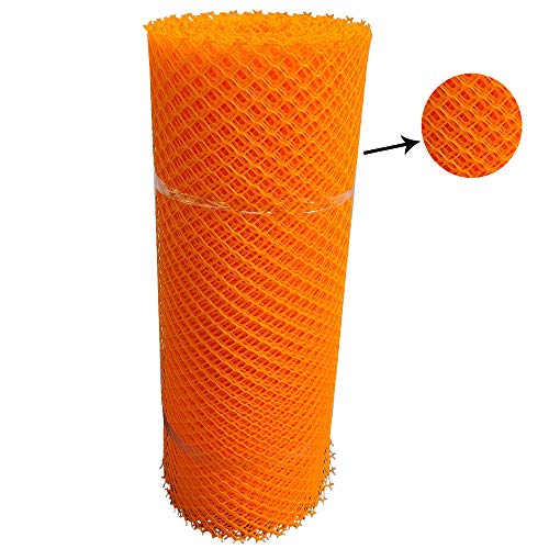 Image of SAI PRASEEDA UV Stabilized Garden Fencing Net Tree Guard Net Anti Bird Net PVC Virgin HDPE 3.3 Feet Height X 50 Feet Length Orange Color 800 GSM with 1 Cutter and 100 PVC Tags SP30