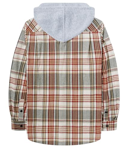 Image of Hooded Flannel Shirts for Men Plaid Long Sleeve Flannel Jacket Hoodies