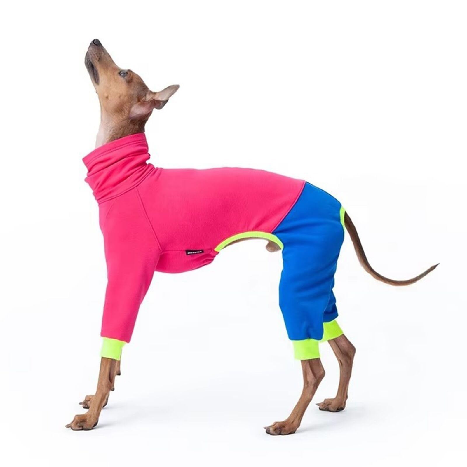 Greyhound Winter Warm Clothing,Elasticity Whippet Dog Four Leg Onesie Fleece Coat Slender Dog Cold Weather Jumpsuit Pajamas_S(Pink)