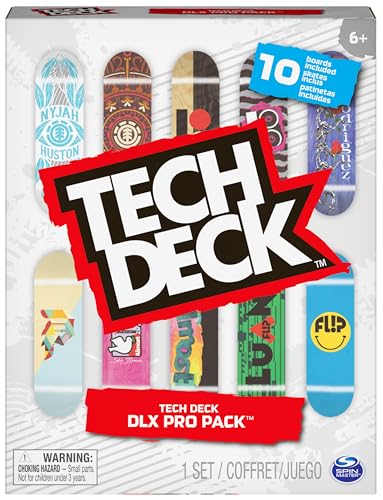 TECH DECK - FINGER SKATE - PACK 10 TABLAS - Auténticos Mini Skates para Dedos 96 mm para Fingerboarding DLX Pro Coleccionables - 6061099 - Juguetes Niños 6 años+