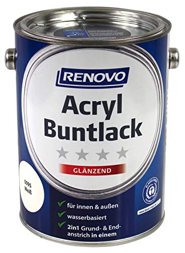 Renovo Acryl Buntlack weiß 0095 2,5 Ltr. glänzend 2in1-Lack Weißlack Glanzlack
