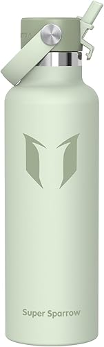 Super Sparrow Botella de agua aislada con pajilla, de 17 onzas, 25 onzas, 32 onzas, termo reutilizable a prueba de fugas, botella de agua para