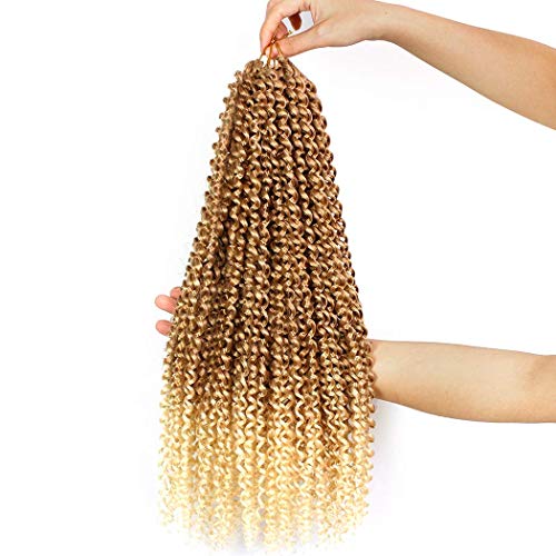 Passion Twist Hair Ombre Blonde 18 inch 6 packs Water Wave Crochet Braids for Passion Twist Crochet Hair Passion Twist Braiding Hair Hair Extensions (18"6packs, T27/613)