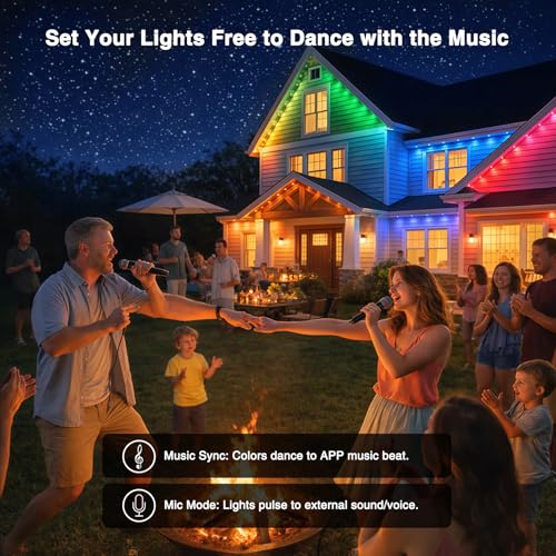 iMaihom Permanent Outdoor Lights, 100ft RGB Color Chasing String Lights with 16 Million Colors and 33 Scene Modes, App Control, IP67 Waterproof Smart Lights for House, Roofline, Patio, Backyard - image 5