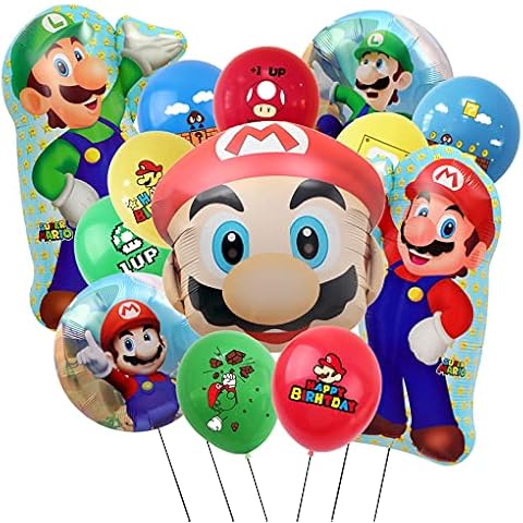 Brothers balloons Super Party Decorations,Video Game Birthday Party Decoration Supplies,13pcs Super Mario Bros Balloons Bouquet Decorations for Kids Birthday Cover